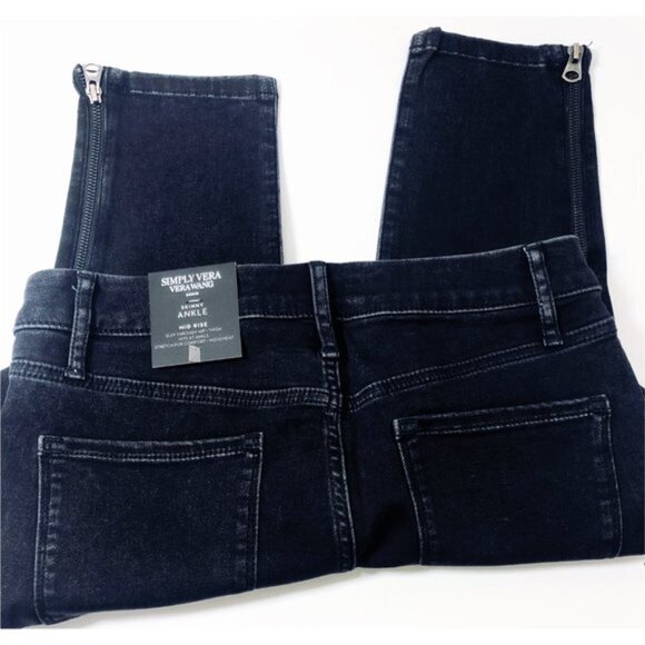 Simply Vera Wang Womens Black High Rise Ankle Zipper Crop Skinny Jeans Sz 16 New - Picture 5 of 11